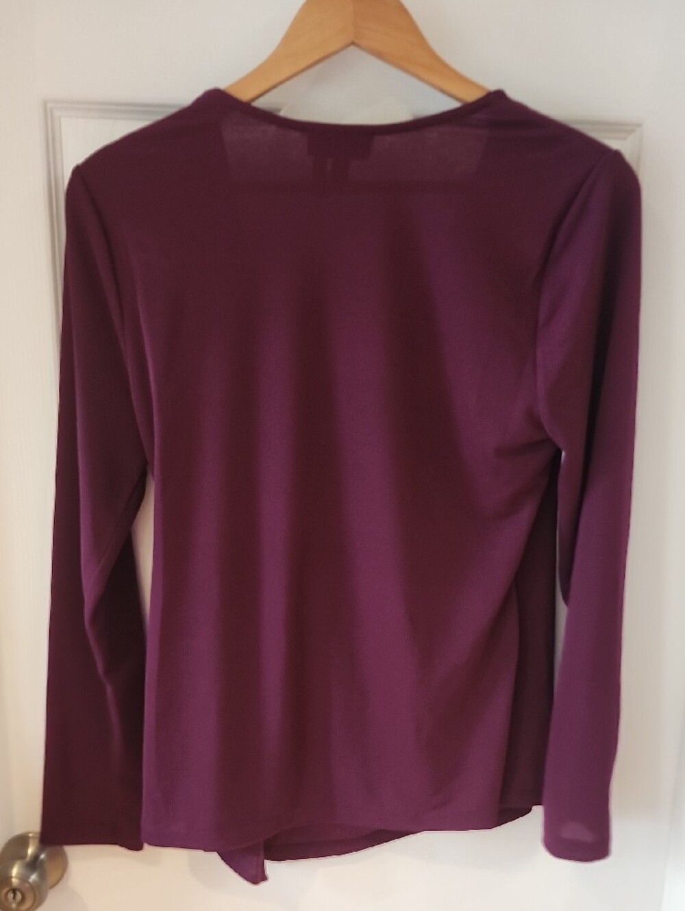 Donna Karan Plum Wrap-Style Long Sleeve Top - Picture 4 of 5